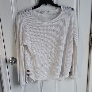 Simply Noelle White Knit Sweater with Button Details